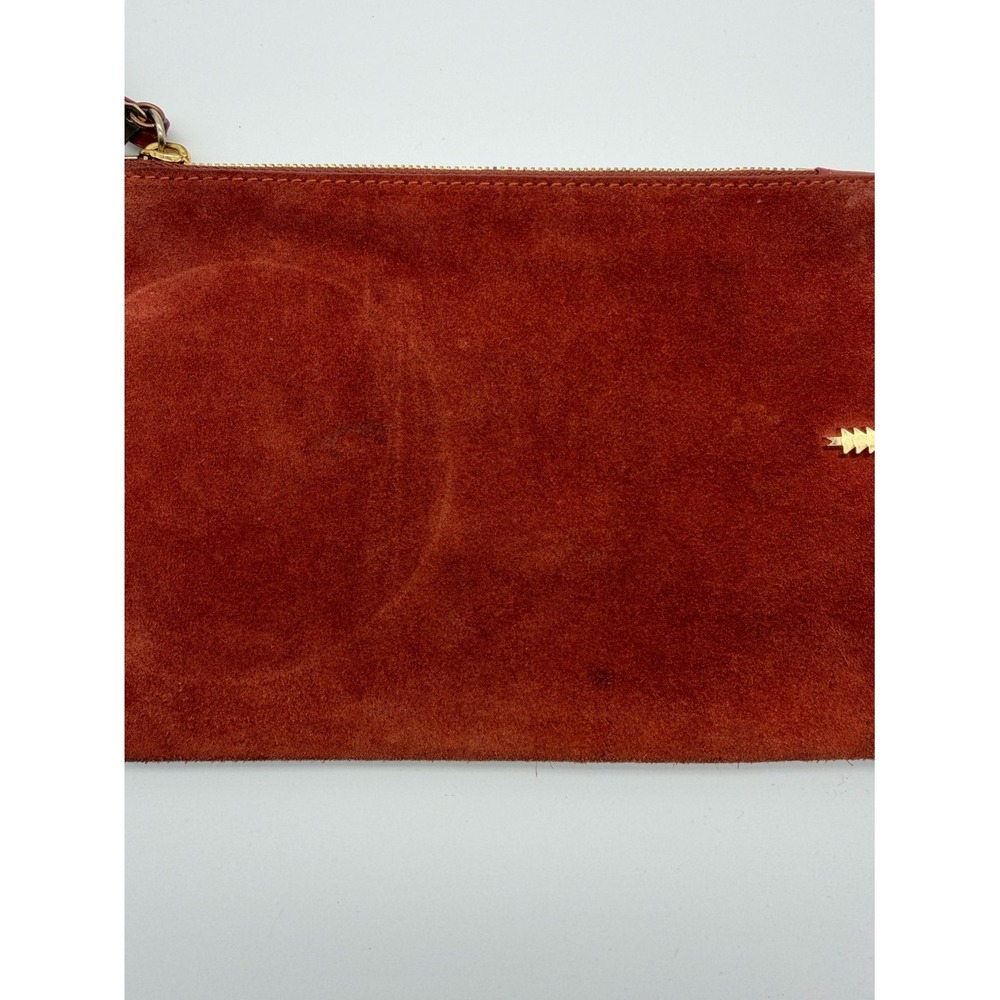 Thacker Nolita Rust Leather Suede Wristlet Clutch with Gold Ring - Picture 3 of 9
